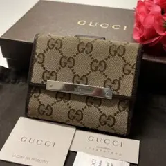 極美品‼️ グッチ GUCCI 財布 折財布 GGキャンバス コンパクトウォレット