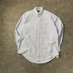 【LAND’SEND】ストライプ柄　ボタンダウンシャツ　水色　古着　ZBS2