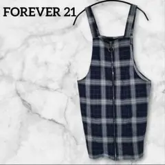 FOREVER 21 チェック柄サロペット ネイビー