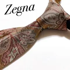 美品 エルメネジルド ゼニア ネクタイ ハイブランド 花柄 光沢 金 ビジネス