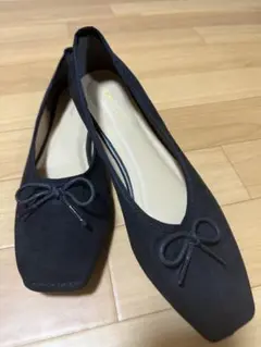 【ITS'DEMO】 リボン付きブラックフラットシューズ 新品未使用