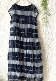 新品　AMACA ノースリーブシフォンフレアワンピース　40 定価49000