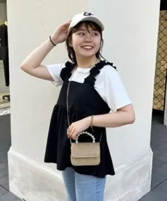 肩ギャザーペプラムキャミソール