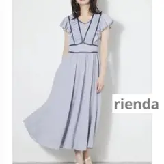 rienda❤️トリミングテープギャザーフレアOP