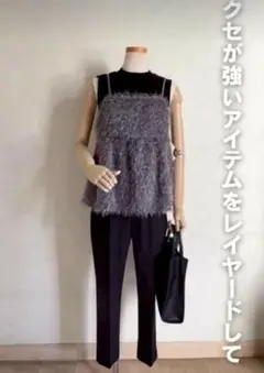 Honeys　ハニーズ　COLZAフェザーキャミソール 　チャコール　S