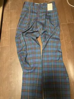 青系 チェック柄 スラックス