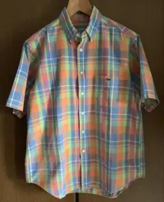 LACOSTE チェック半袖シャツ Lサイズ