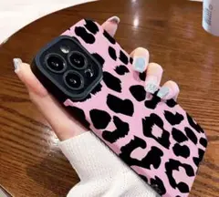 新品未使用iPhone16ヒョウ柄ケース ピンク