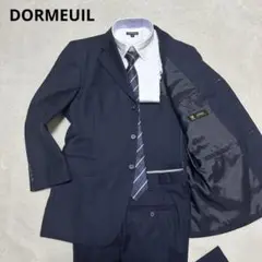 美品 高級 伊製生地 DORMEUIL ストライプ サマーウール スーツ 濃紺