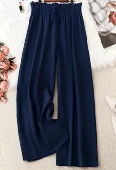 ストレートレッグパンツ ネイビー ゆったり