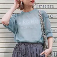 T811美品　ディスカス　カレッジシアーBIGTシャツ　メッシュ　ブルー　M半袖
