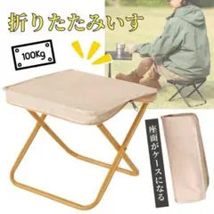 折りたたみチェア 折りたたみ椅子 携帯 軽量 ジッパー収納 ベージュ