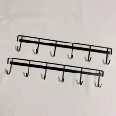 キッチンツール フック キッチン収納 吊り下げ 6連フック ブラック 2組