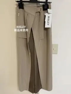 [RISLEY 新品未使用]ストライプ柄 ベージュラップパンツ