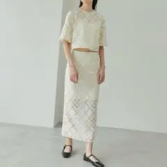 LE CIEL BLEU Argile Lace Skirt tops set