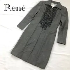 美品/René/TISSUE/ロングシャツコート/千鳥格子/36/装飾/日本製