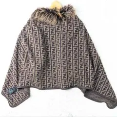 【希少】FENDI ファー付きケープ ポンチョ ズッカ FENDI ROMA