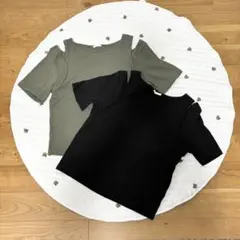 ■GU■オフショルダー■リブTシャツ■2枚セット