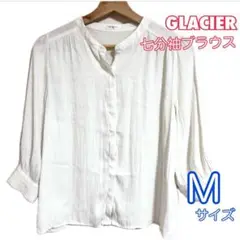 GLACIERホワイト 七分袖シャツ　ブラウス