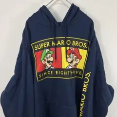 USA古着 スーパーマリオ super mario パーカー ネイビー