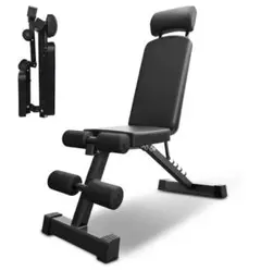トレーニングベンチ 折り畳み コンパクト ヘッドレスト付　耐荷重350kg
