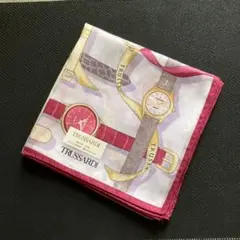 TRUSSARDI 大判ハンカチ　時計柄