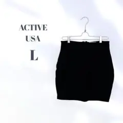【美品】US古着 ACTIVE USA ブラックタイトスカート L ストレッチ