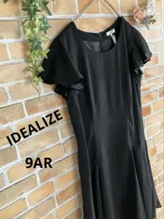 【IDEALIZE】フォーマルワンピース✳︎フリルドレス✳︎ブラック✳︎フリル袖✳︎9号
