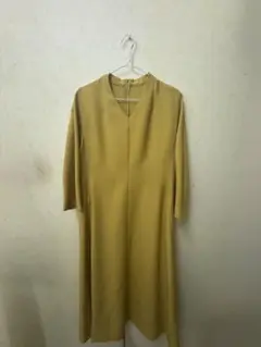 レキップ イエローカットソーワンピース 七分袖 Vネック