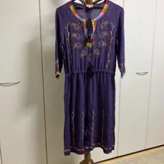JOURNAL resort 紫色 刺繍入り ワンピース