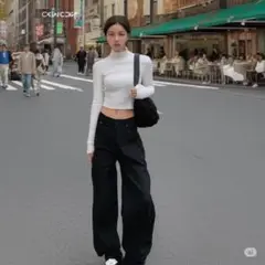 【セール品】フルハート ブラック スリムフィット カジュアルパンツ F
