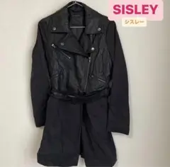 【sisley】シスレー 合皮 コート ジャケット 革 ライダースジャケット 黒