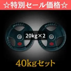 ★新品・送料無料★バーベルプレート計40kgセット(20kg×2枚) ラバー