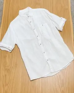 next ホワイト 半袖リネンシャツ