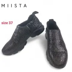 【MIISTA/ミスタ】極美品 編み込み スリッポン スニーカー 黒 37