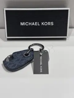 MICHAEL KORS MK柄ネイビー キーホルダー