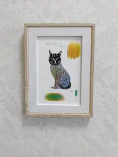 手描き　ネコ　動物　自作　絵画　イラスト　ペン画