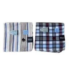 新品　POLO ハンカチ 2枚セット ストライプ チェック
