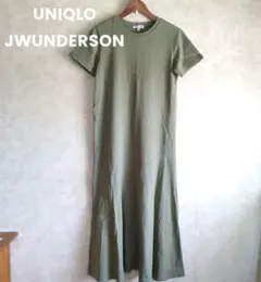 UNIQLO JWUNDERSON カーキ斜め切り替えロングワンピース M