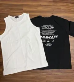ホワイト・ブラック タンクトップ・Tシャツセット