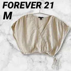 FOREVER 21 【M】クリーム色ラップトップス 夏 コットン100%
