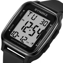 新品 SYNOKEスポーツデジタル防水スクエアウォッチ メンズ腕時計ブラック 4