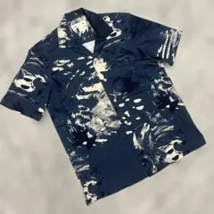 ZARA ネイビー ホワイト 開襟半袖シャツ S