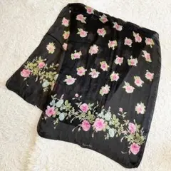 極美品 クリスチャンディオール 大判 シルク シフォン ストール 黒
