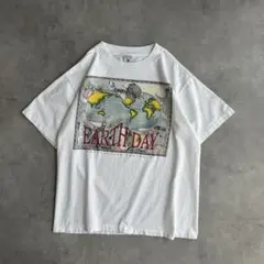 90s 世界地図プリントTシャツ USA製 シングルステッチ アニマル フラワー