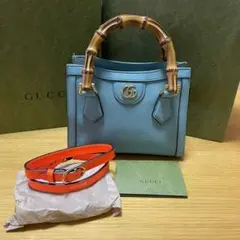 GUCCI グッチ ダイアナ ミニトートバッグ ライトブルー