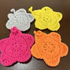 花形かぎ針編み食器スポンジ　4枚セット