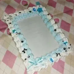 【お試し価格】ホイップデコハンドメイド B7カードケース1点 白×水色