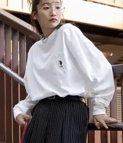 最終U.S. POLO ASSN. ホワイト クルーネックロングTシャツ XL
