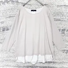 美品 ラエフ レイヤード風 七分袖 カットソー 春夏秋 薄手ストレッチ 日本製